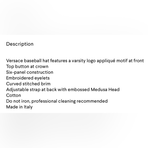 Versace Varsity Logo Baseball Hat - Picture 7 of 7